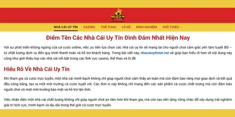 Tổng quan về website nhacaiuytintot.net